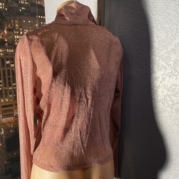 HOLLISTER - top & tank: taupe metallic sheer button down l/s w detach. tank - L - Picture 15 of 16